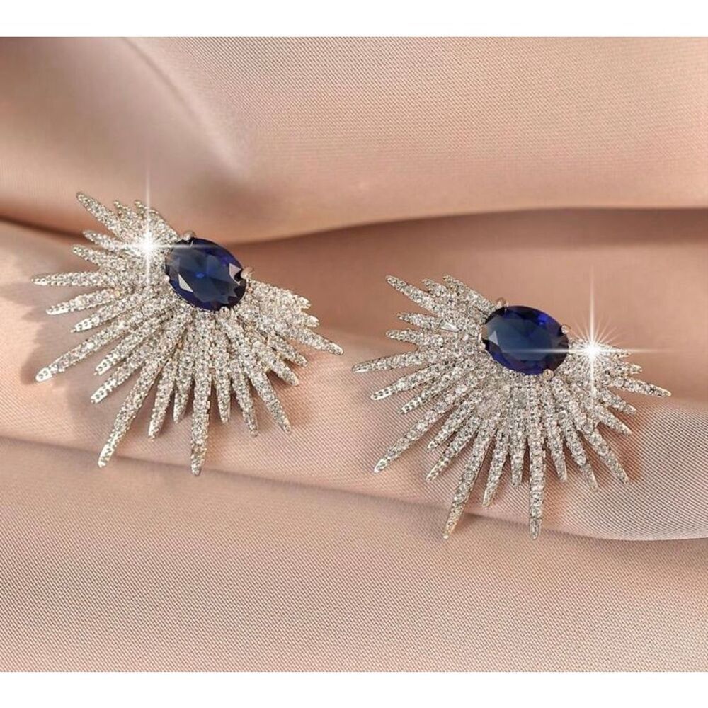 Sapphire Starburst Earrings - Picture 7 of 7